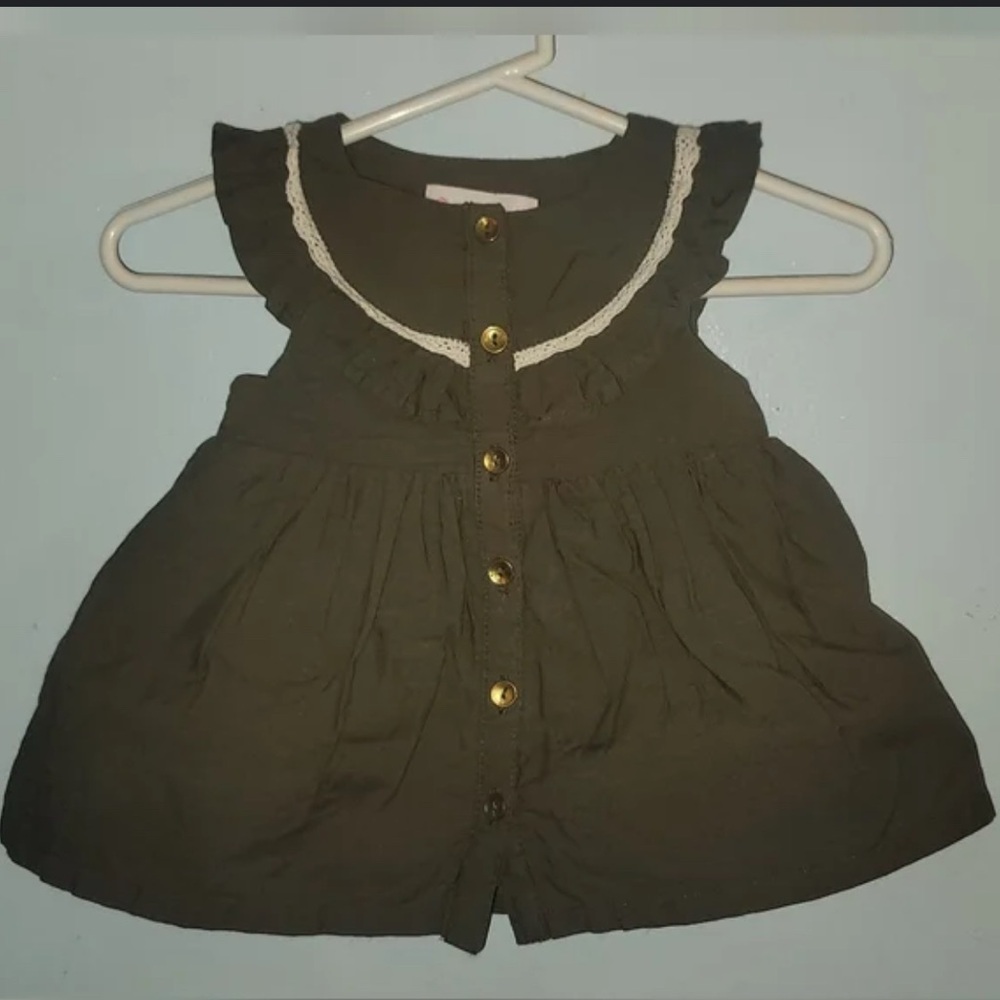 Tommy Bahama Toddler Girls Olive Green Ruffle‎ Collar Dress – Size 3T 🌿👗